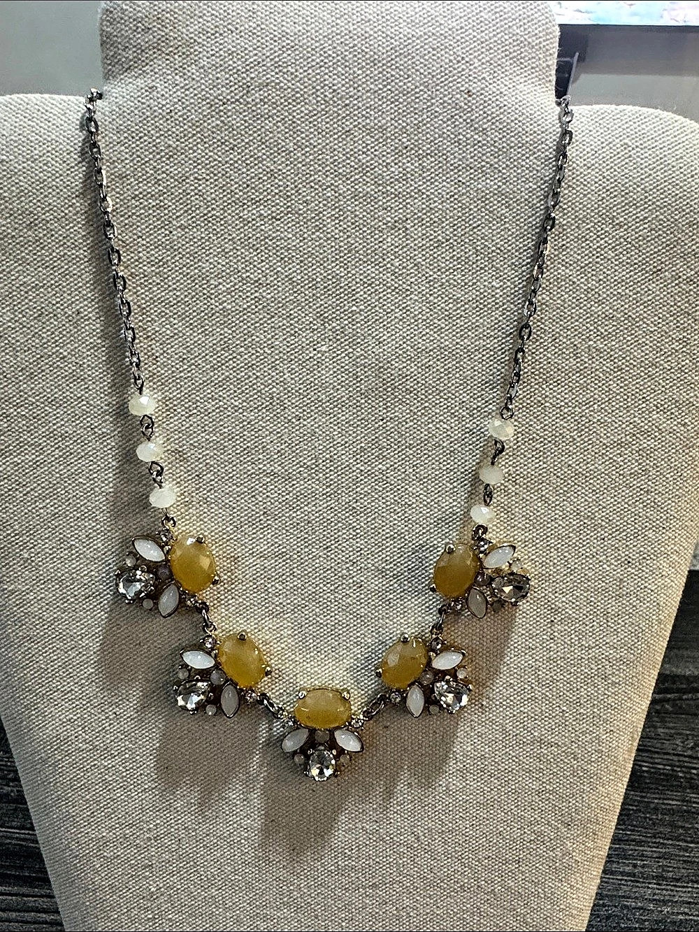 The Limited Statement Rhinestone Pendant Necklace in Yellow & White NWT